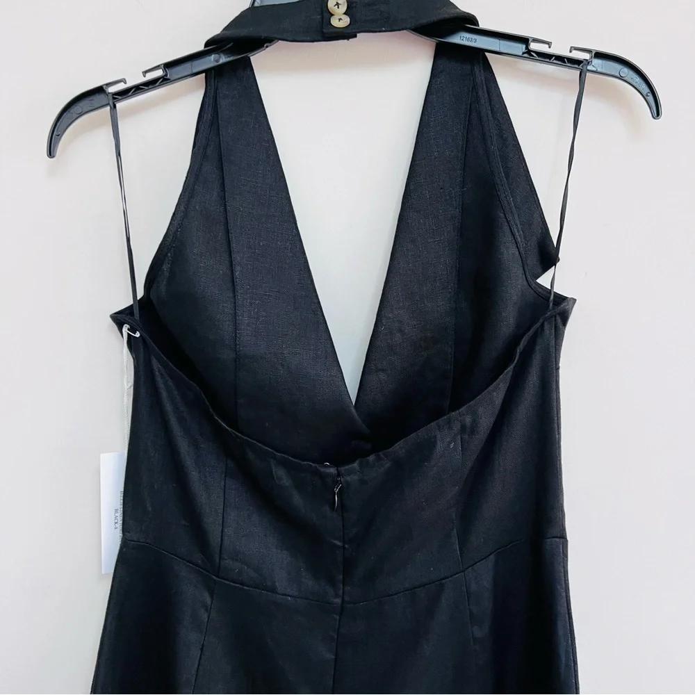 💋Anthropologie Reformation black linen jumpsuit